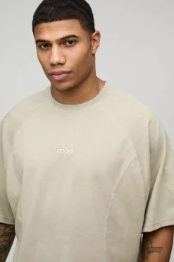 T-shirt ultra surdimensionné à la coupe carrée, de tissu lourd avec détails de broderie