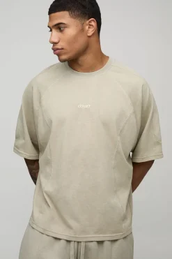 T-shirt ultra surdimensionné à la coupe carrée, de tissu lourd avec détails de broderie