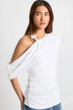 T-Shirt Une Manche avec Finitions Dorées