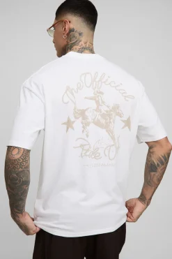 T-shirt Western imprimé surdimensionné à col étendu pour grandes tailles