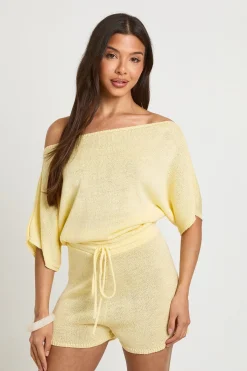 boohoo Tunique De Plage Légère En Maille À Encolure Dégagée<Femme Pulls Et Gilets|Toutes Les Mailles