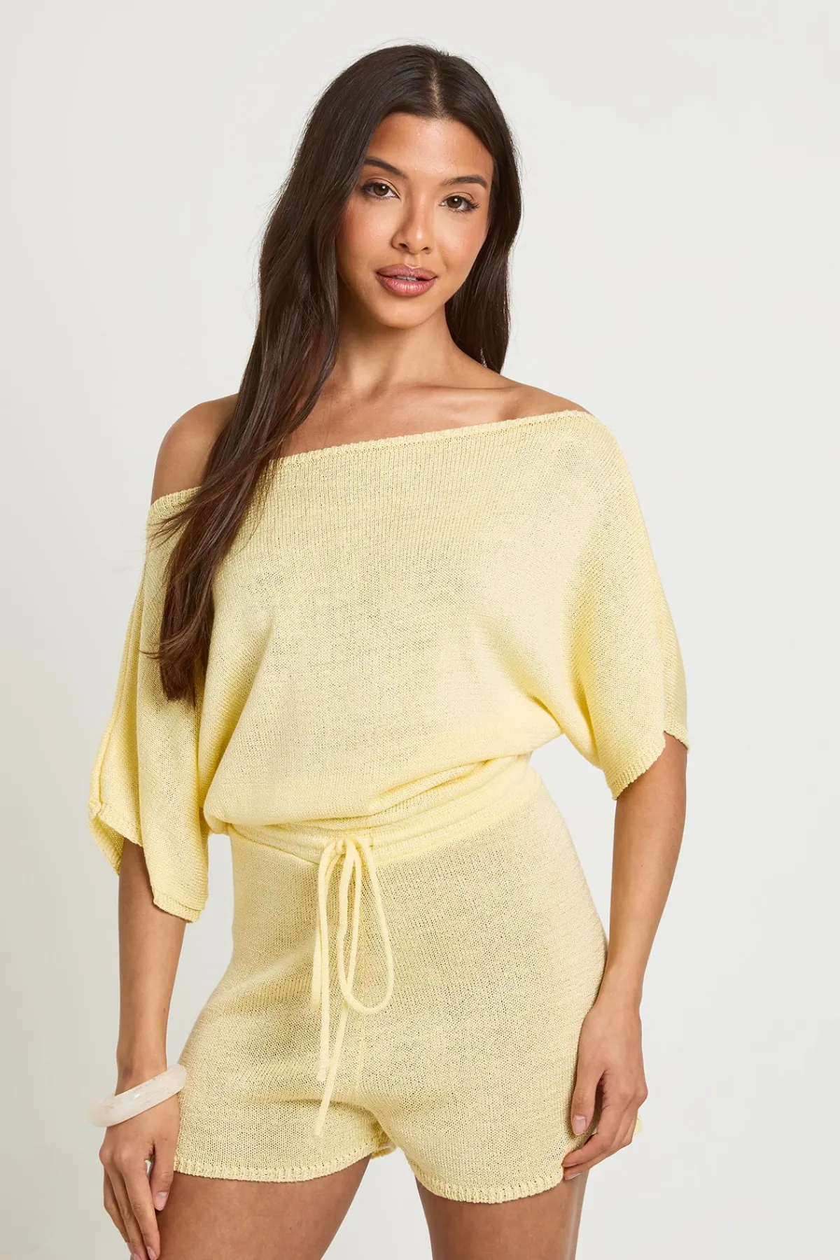 boohoo Tunique De Plage Légère En Maille À Encolure Dégagée<Femme Pulls Et Gilets|Toutes Les Mailles