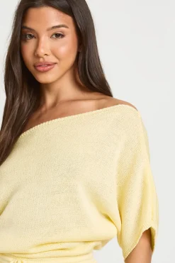 boohoo Tunique De Plage Légère En Maille À Encolure Dégagée<Femme Pulls Et Gilets|Toutes Les Mailles