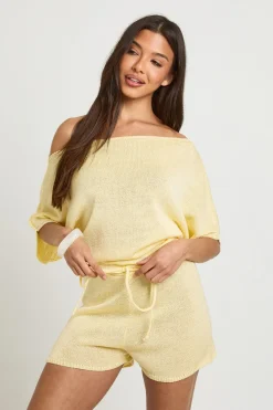 boohoo Tunique De Plage Légère En Maille À Encolure Dégagée<Femme Pulls Et Gilets|Toutes Les Mailles