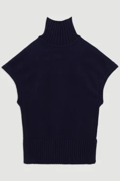 Tunique tricotée à col haut en mélange de viscose