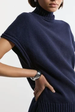 Tunique tricotée à col haut en mélange de viscose