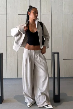 boohoo Veste Ajustée À Col Montant Et Rayures Ton Sur Ton<Femme Tailleurs|Looks De Rentrée