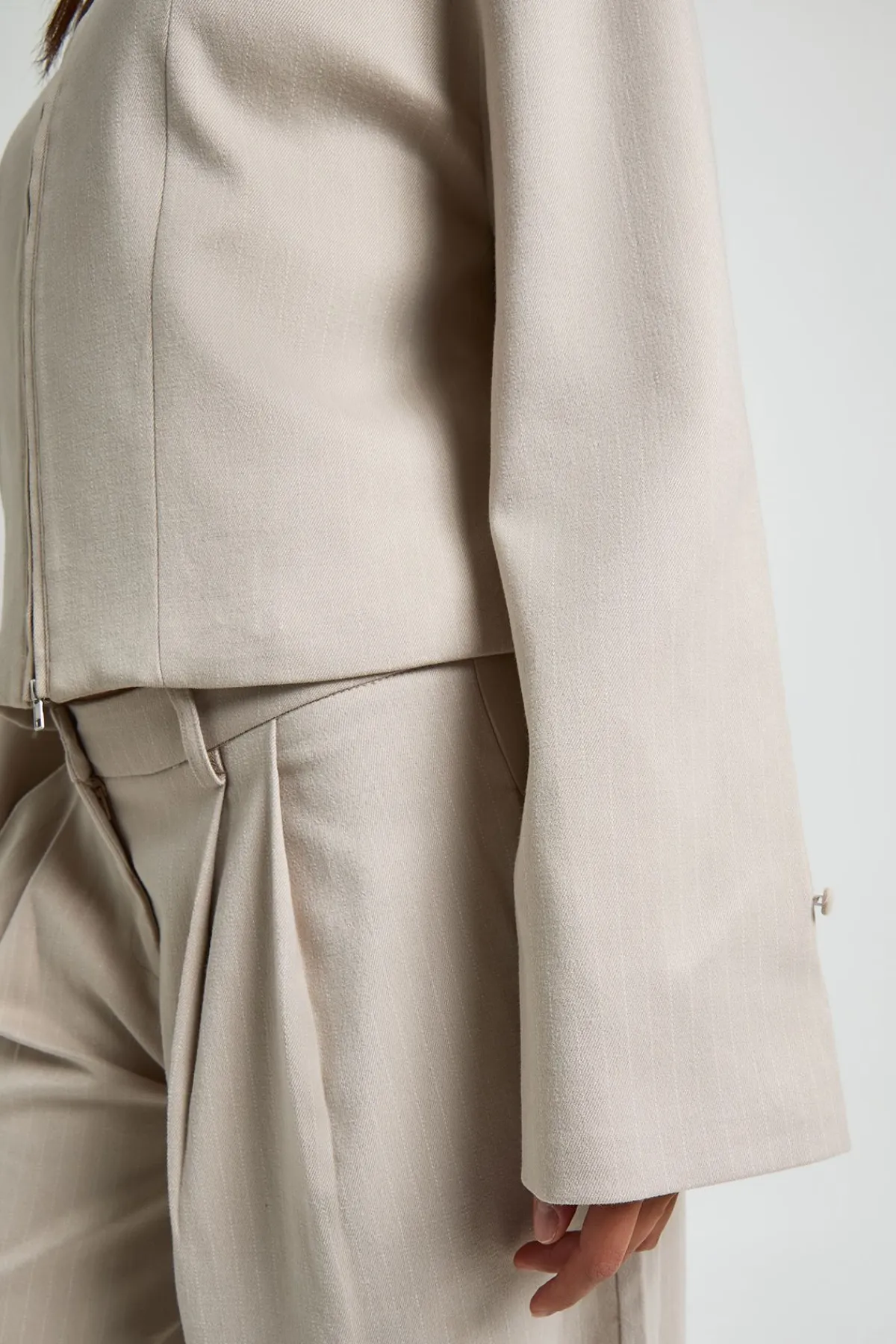 boohoo Veste Ajustée À Col Montant Et Rayures Ton Sur Ton<Femme Tailleurs|Looks De Rentrée