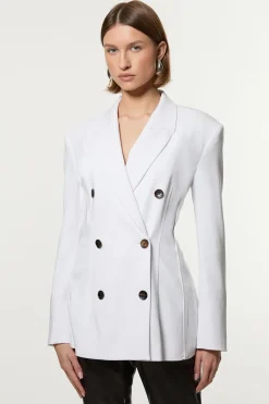 Veste ajustée à double boutonnage avec détails de surpiqûres contrastées