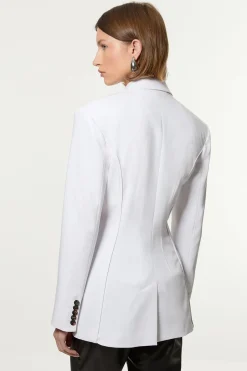 Veste ajustée à double boutonnage avec détails de surpiqûres contrastées