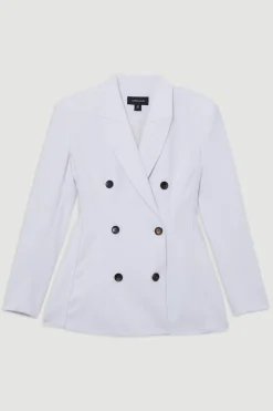 Veste ajustée à double boutonnage avec détails de surpiqûres contrastées
