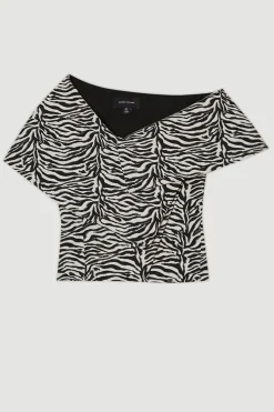 KarenMillen Veste ajustée en jacquard zèbre à col asymétrique<Femme Tailleurs|Vestes & Manteaux