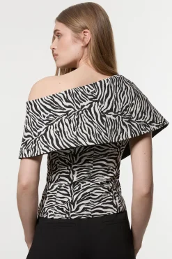 KarenMillen Veste ajustée en jacquard zèbre à col asymétrique<Femme Tailleurs|Vestes & Manteaux