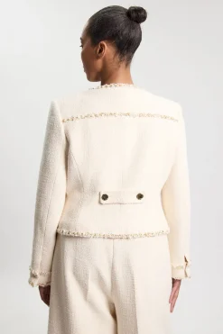 Veste Ajustée En Tweed Grande Taille Avec Finitions Ornementales