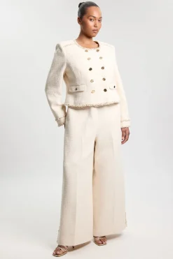 Veste Ajustée En Tweed Grande Taille Avec Finitions Ornementales