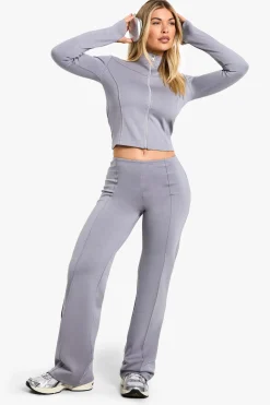 Veste ajustée à fermeture éclair et pantalon à jambes larges