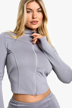 Veste ajustée à fermeture éclair et pantalon à jambes larges