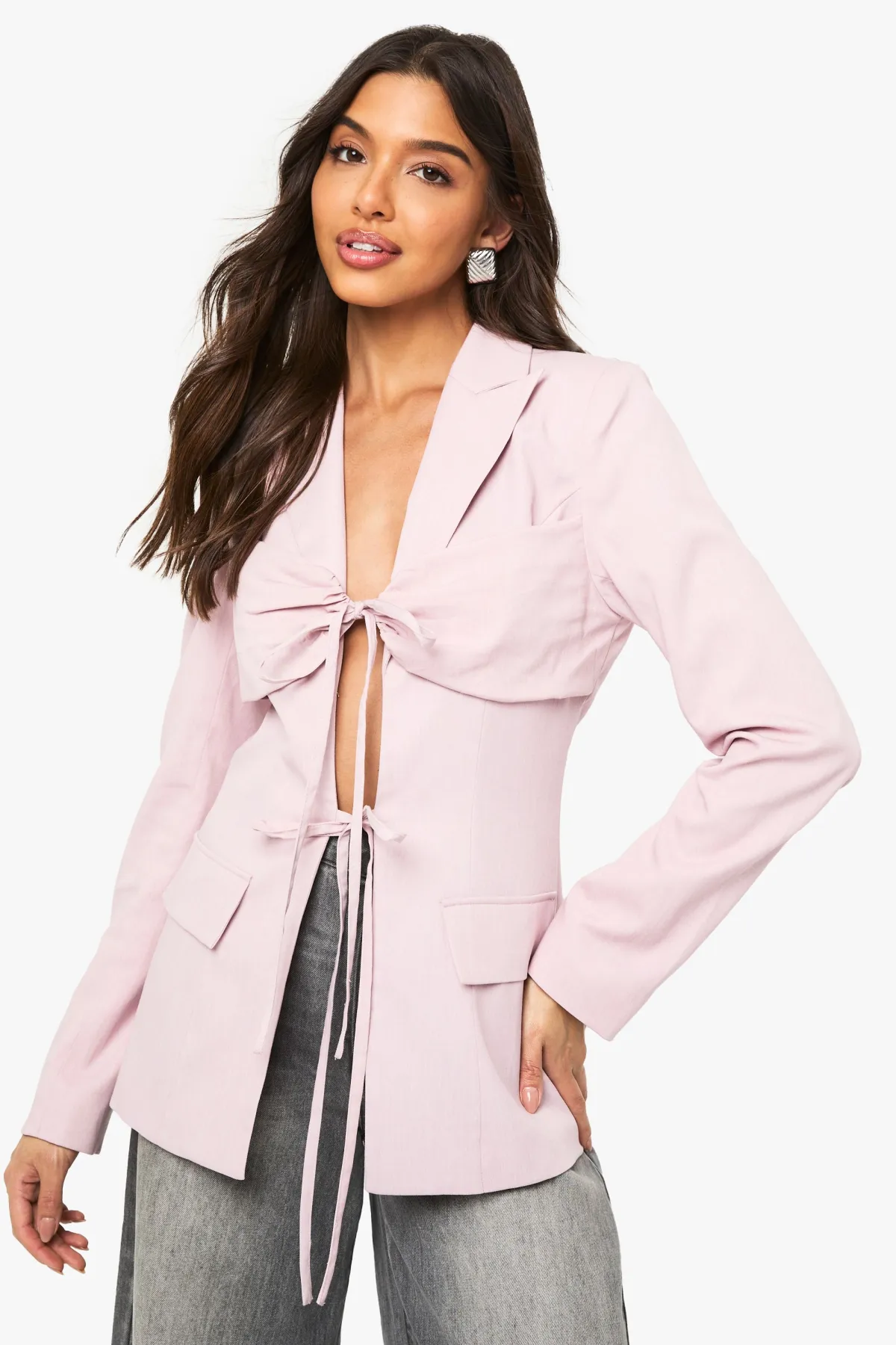 boohoo Veste ajustée à l'avant noué<Femme Blazers|Vestes & Manteaux