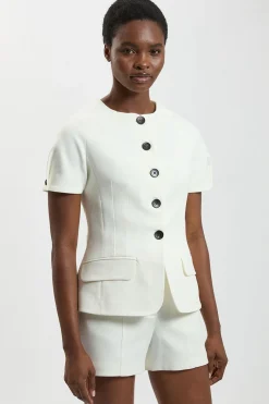 Veste Ajustée À Manches Courtes En Tissu Stretch Compact