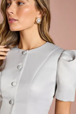 Veste Ajustée à Manches Courtes Boutonnée