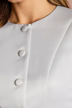 Veste Ajustée à Manches Courtes Boutonnée