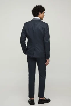 boohooMAN Veste ajustée pied-de-poule tonale à simple boutonnage<Homme Costumes Et Tenues Formelles