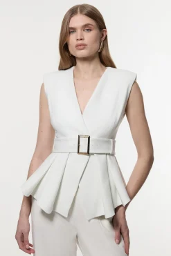 KarenMillen Veste ajustée sans manches à peplum stretch compact ceinturée<Femme Tailleurs|Vestes & Manteaux