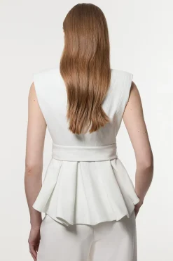 KarenMillen Veste ajustée sans manches à peplum stretch compact ceinturée<Femme Tailleurs|Vestes & Manteaux