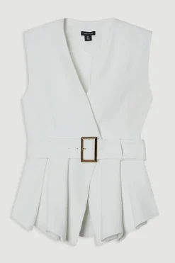 KarenMillen Veste ajustée sans manches à peplum stretch compact ceinturée<Femme Tailleurs|Vestes & Manteaux