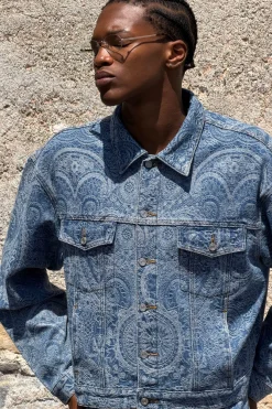 Veste Ample À Jacquard Cachemire Délavage Vintage