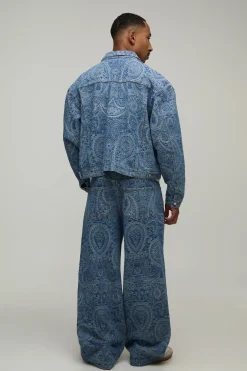 Veste Ample À Jacquard Cachemire Délavage Vintage