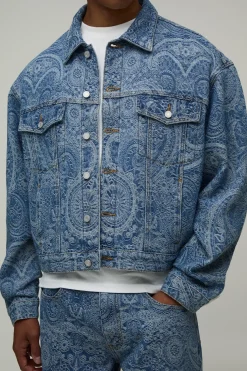 Veste Ample À Jacquard Cachemire Délavage Vintage