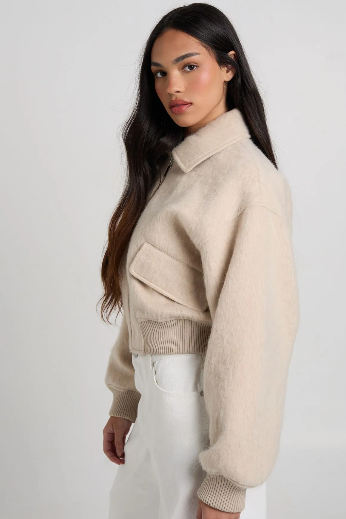 Veste Aspect Laine Avec Détails De Poches