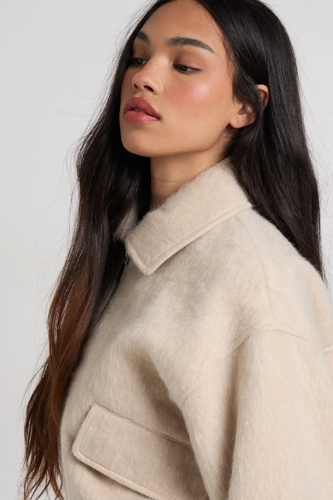 Veste Aspect Laine Avec Détails De Poches