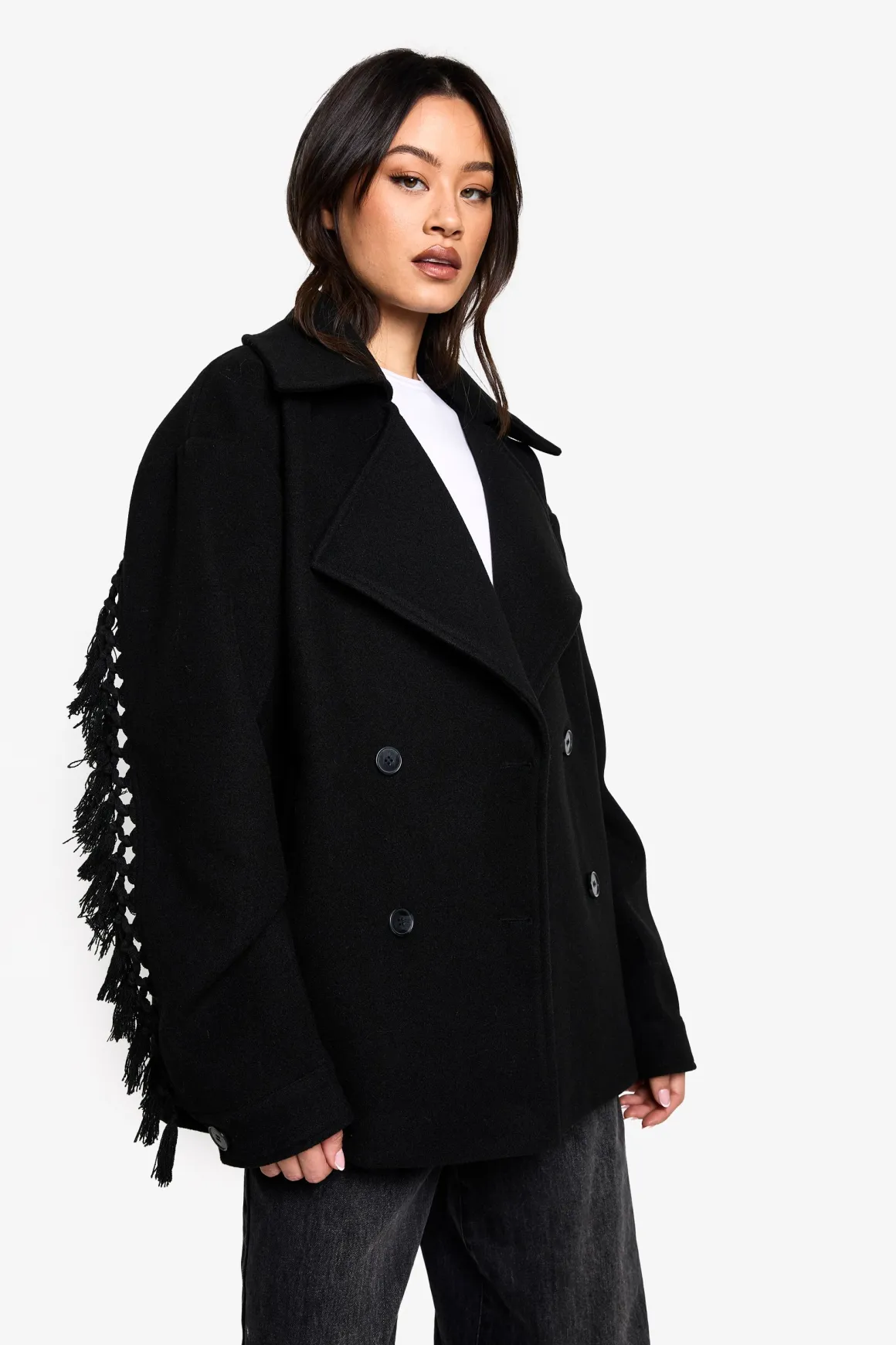 Veste Aspect Laine Avec Détails À Pompons Tall