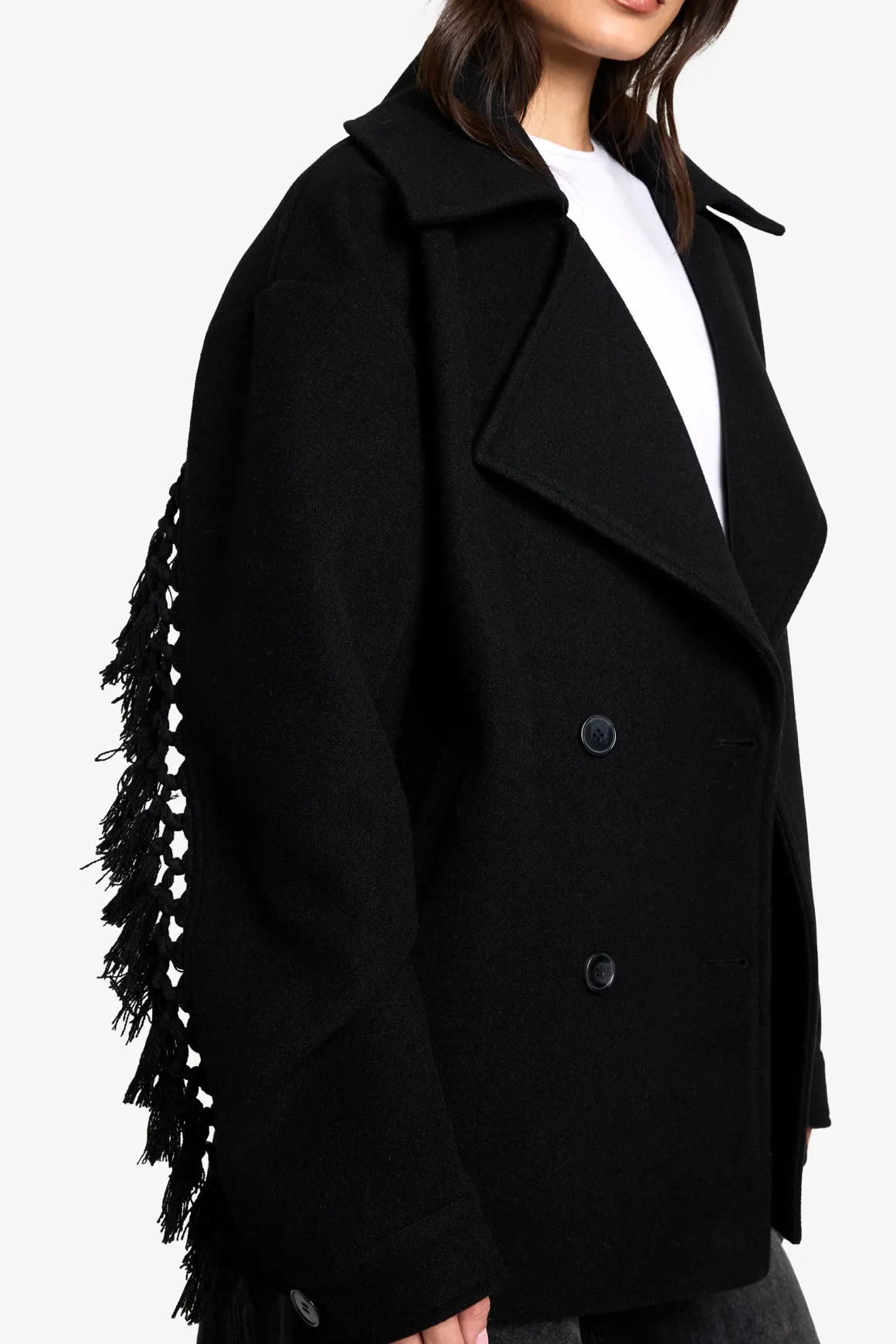 Veste Aspect Laine Avec Détails À Pompons Tall