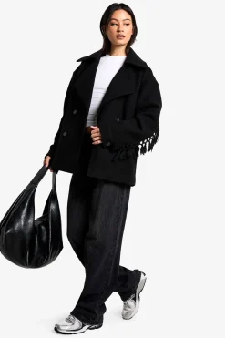Veste Aspect Laine Avec Détails À Pompons Tall