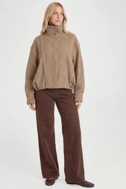 boohoo Veste Aspect Laine À Carreaux Ton Sur Ton<Femme Vestes & Manteaux