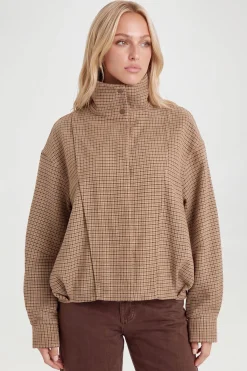 boohoo Veste Aspect Laine À Carreaux Ton Sur Ton<Femme Vestes & Manteaux