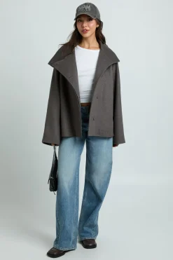Veste Aspect Laine Col Cheminée