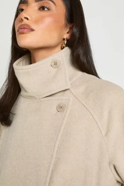 boohoo Veste Aspect Laine À Col Cheminée<Femme Vestes & Manteaux