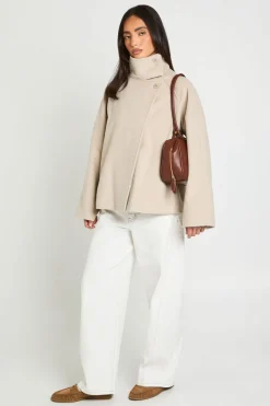 boohoo Veste Aspect Laine À Col Cheminée<Femme Vestes & Manteaux