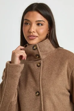boohoo Veste Aspect Laine À Col Cheminée Et Boutonnage Intégral<Femme Vestes & Manteaux