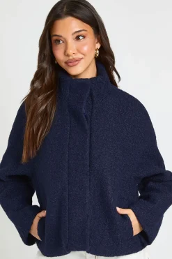 boohoo Veste Aspect Laine À Col Cheminée<Femme Vestes & Manteaux