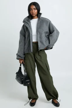 boohoo Veste Aspect Laine À Col Cheminée<Femme Vestes & Manteaux
