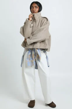 boohoo Veste Aspect Laine À Col Montant Cheminée<Femme Vestes & Manteaux