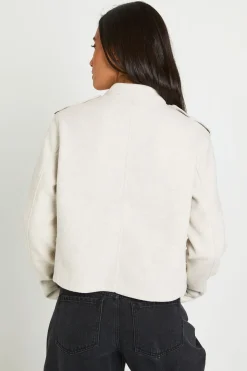 Veste Aspect Laine À Détails Boutons Militaires