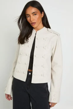 Veste Aspect Laine À Détails Boutons Militaires
