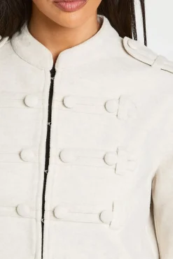 Veste Aspect Laine À Détails Boutons Militaires