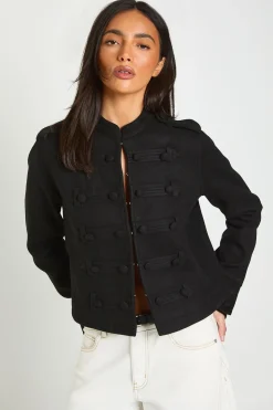 Veste Aspect Laine À Détails Boutons Militaires